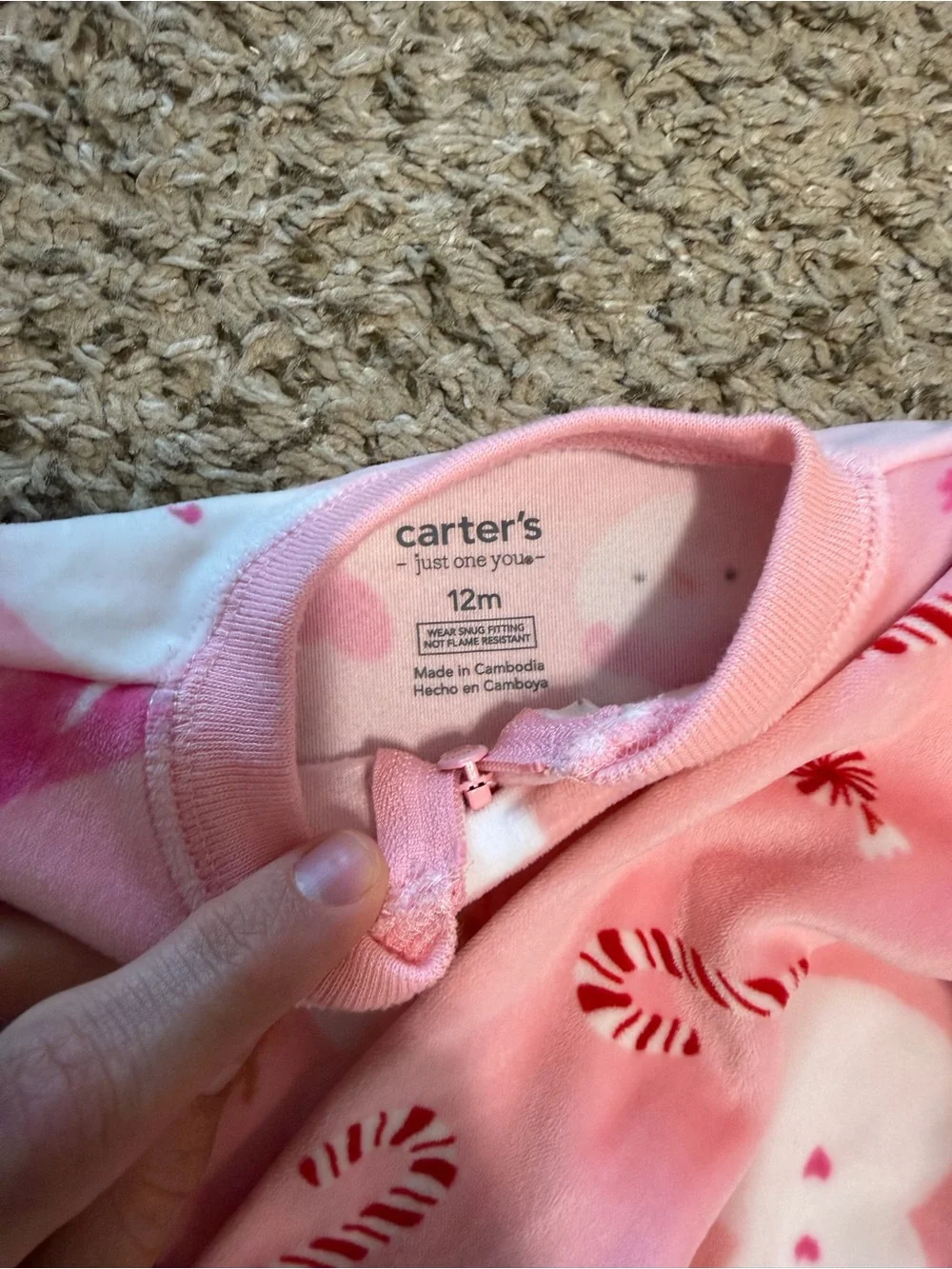 Carters Pink Holiday Kids One-Piece Footie Pajamas Bundle